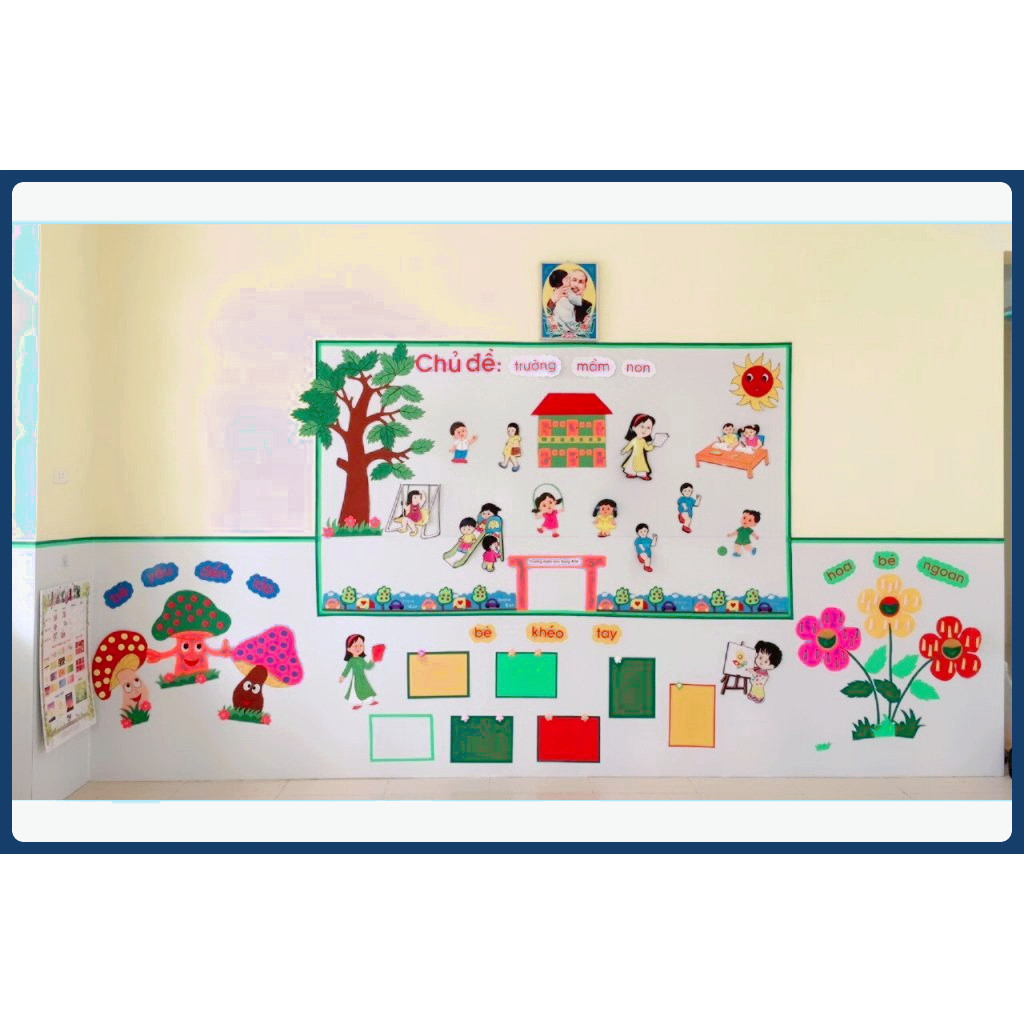 Bạt trắng trang trí làm nền bảng chủ đề lơpd học mầm non ( tính mét dài ) độ dài tùy chỉnh