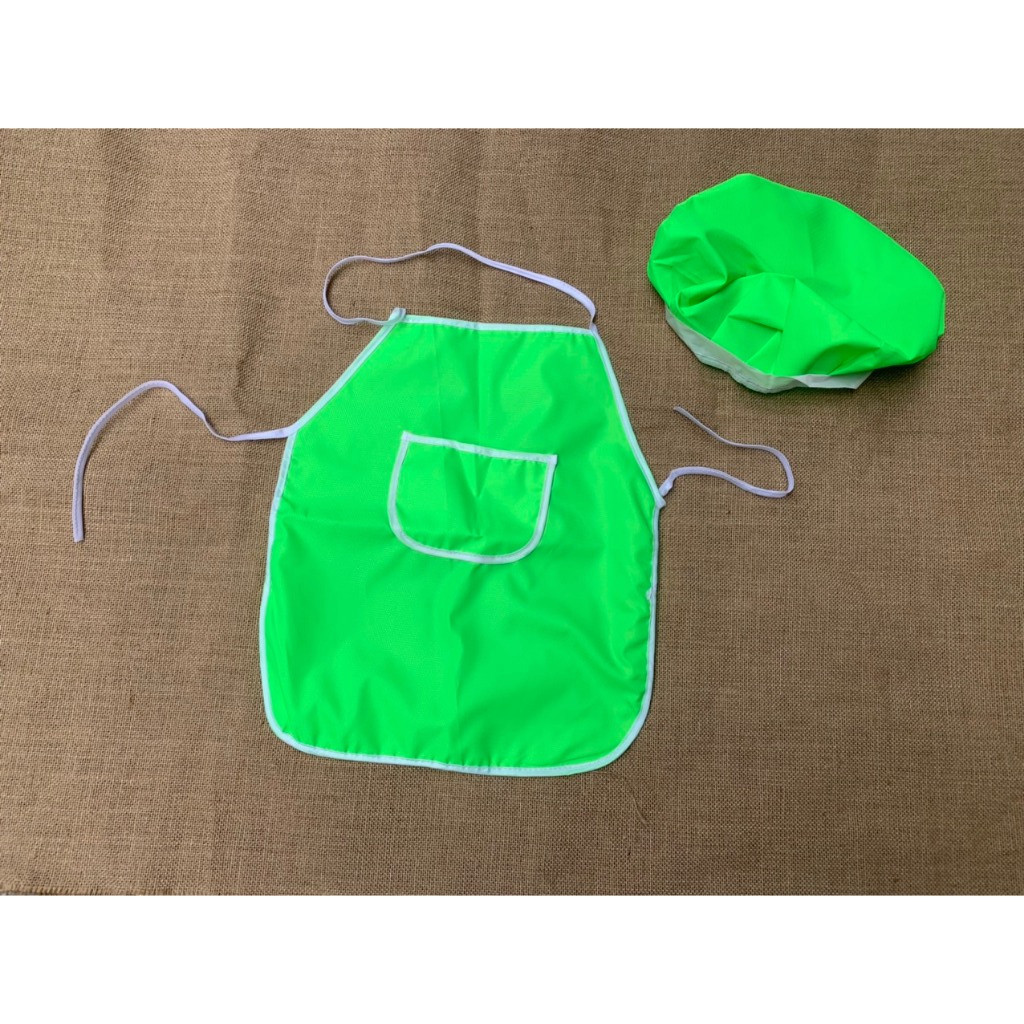 Bộ Tạp Dề màu - Nón Mũ Cho Bé Học Vẽ, Nấu Ăn, Làm Bánh 2 lớp ( set 1 áo 1 mũ)