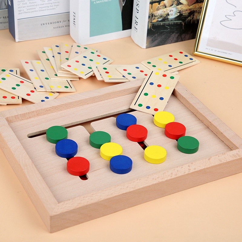 Bảng  4 màu di chuyển gỗ, hình học GIáo Cụ Montessori - Đồ Chơi giúp bé Phát triển tư duy sớm Phối Hợp Ta
