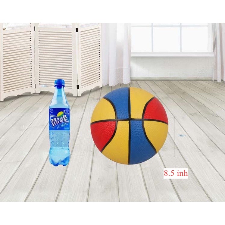 Bóng rổ trẻ em, bóng bơm hơi cao su 3 màu an toàn cho bé loại 26cm ( tặng kim bơm)