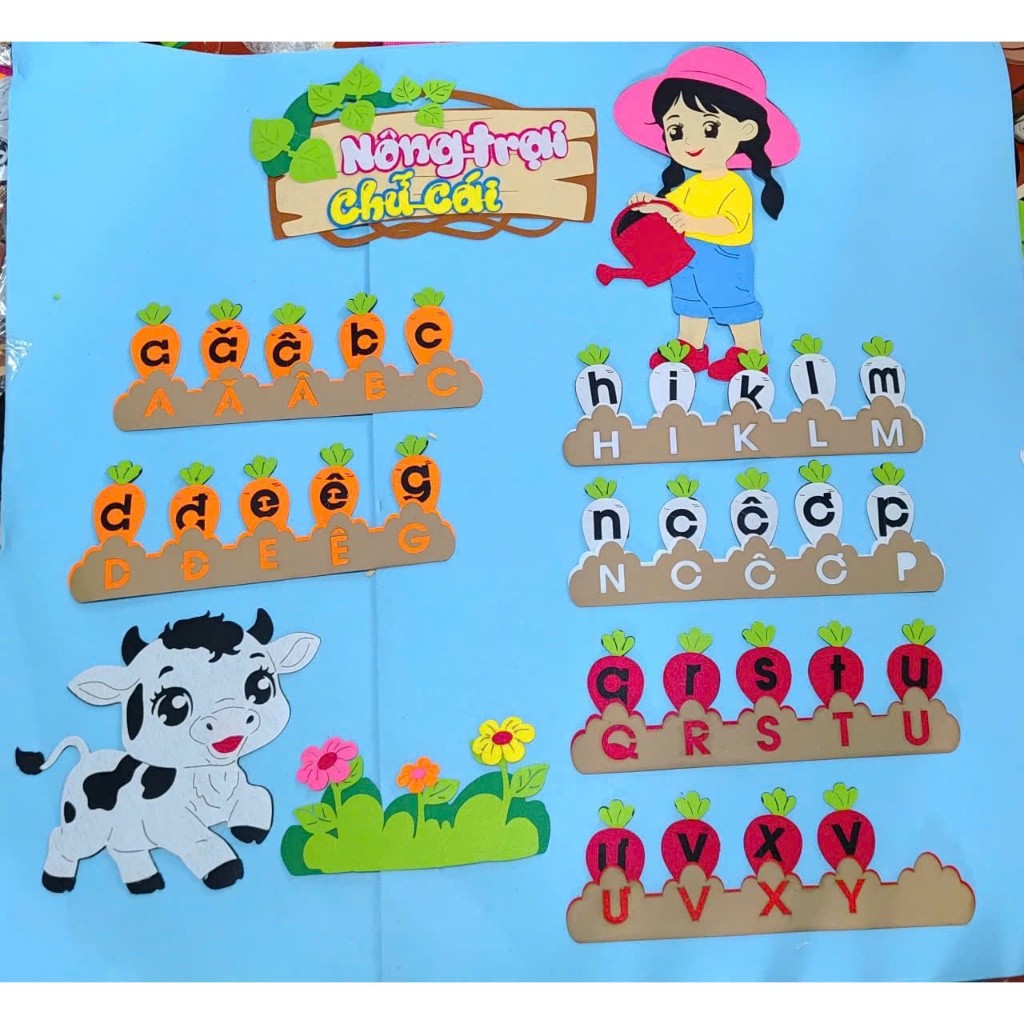 NÔNG TRẠI HOA CHỮ CÁI - trang trí STEAM - trang trí lớp mầm non ( VẢI DẠ NỈ)