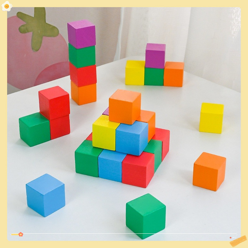Bộ khối gỗ lập phương 50 Chi Tiết 2.0 cm - 2.5cm - 3.0 cm- Đồ Chơi Gỗ - Xếp Hình Sáng Tạo - Phát Triển Tư