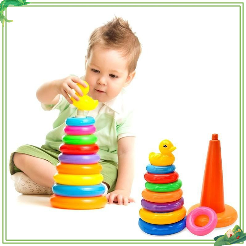 Đồ Chơi Tháp Xếp Chồng Vịt loại 9 vòng nhựa dẻo an toàn cho trẻ