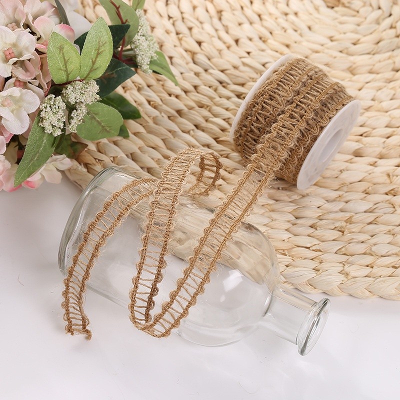 Cuộn vải lanh ren đay nghệ thuật 5 mét 1 cuộn deco trang trí làm STEAM