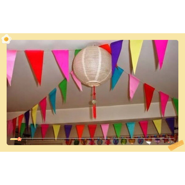 Set 10m Cờ dây tam giác  làm bằng vải đẹp trang trí trường lớp, tết, lễ hội, ngoài trời