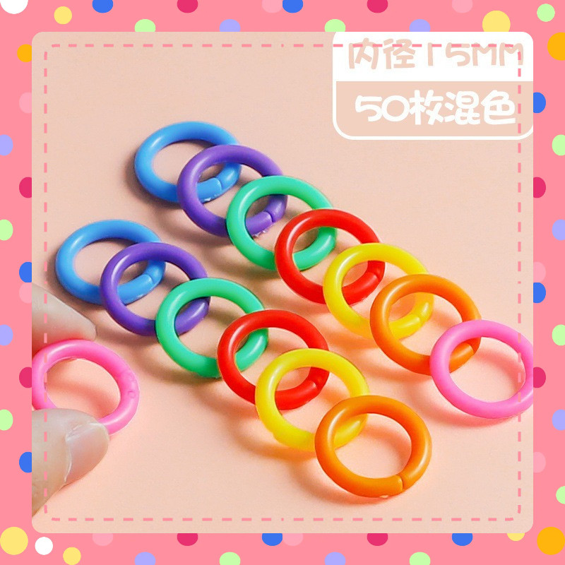 Gói 10/50 khoen nhựa móc khóa nhiều màu 15 - 35mm khoen gài phụ kiện làm sách vải mầm non