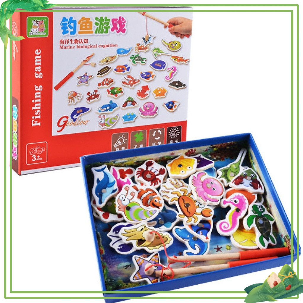 Đồ chơi câu cá nam châm gỗ 32 -  VỪA CHƠI VỪA HỌC SIÊU THÚ VỊ CHO BÉ