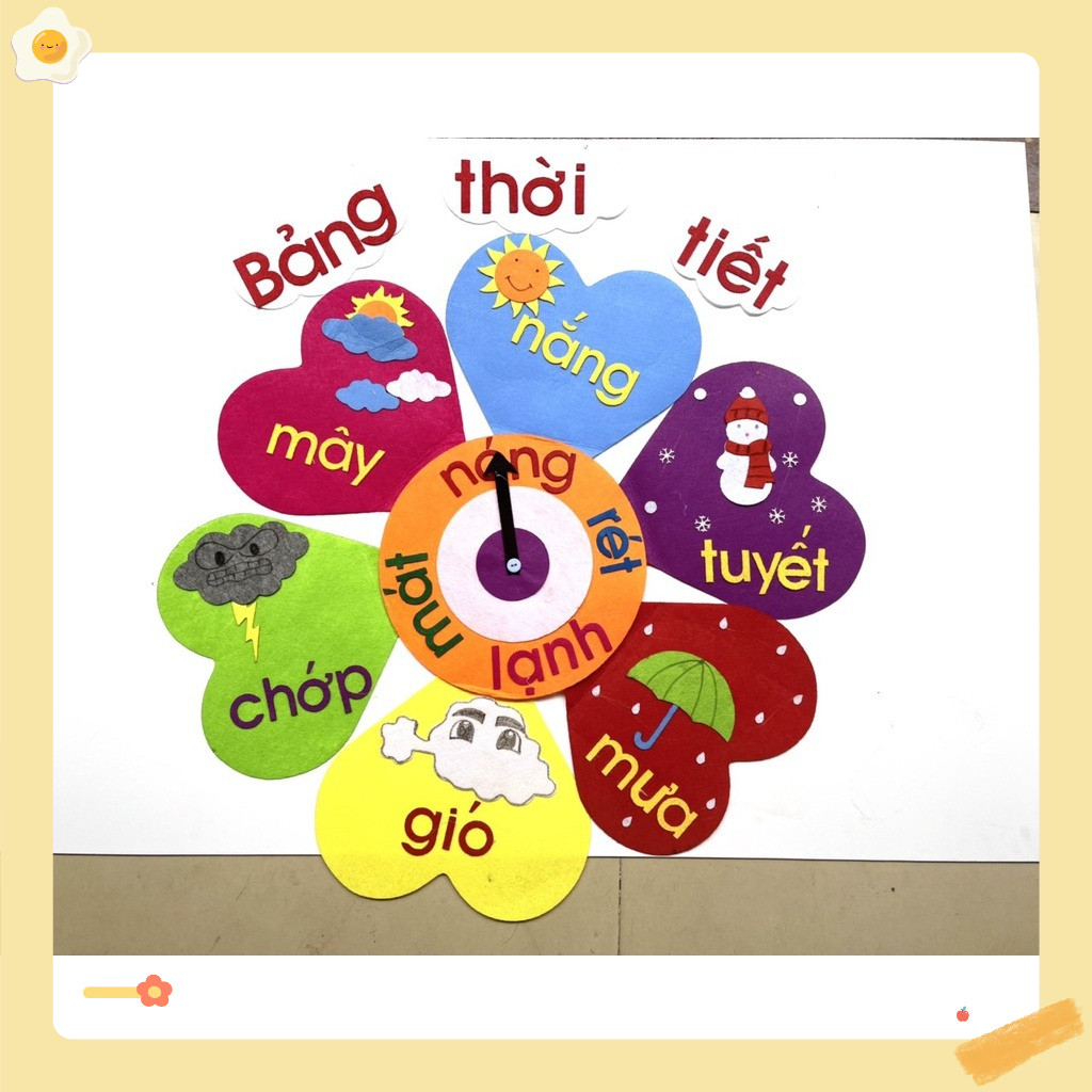 Bảng thời tiết trang trí góc lớp học mầm non vải nỉ