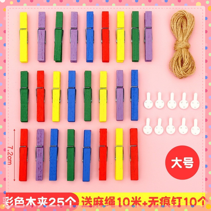 Kẹp gỗ  nhiều màu nghộ nghĩnh set 50 kẹp tặng kèm dây treo