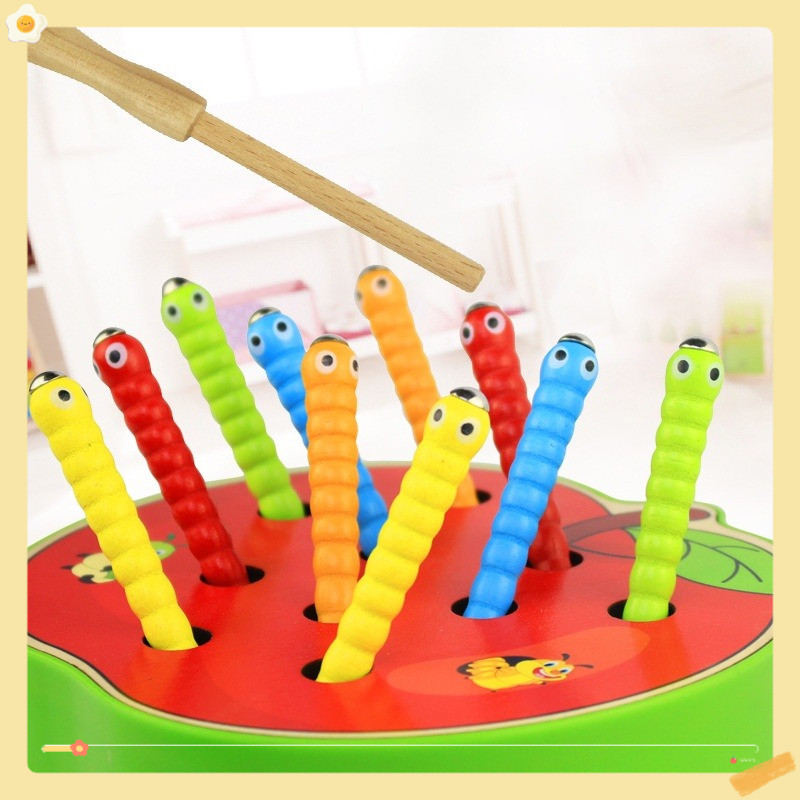 Đồ Chơi Bắt Sâu Bằng Gỗ, hình trái táo  Giáo Dục Sớm Montessori