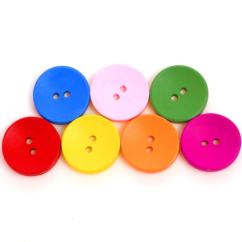 Set 40 cúc áo gỗ nhiều màu sắc làm hanmade steam sáng tạo dán tranh mầm non - tiểu học