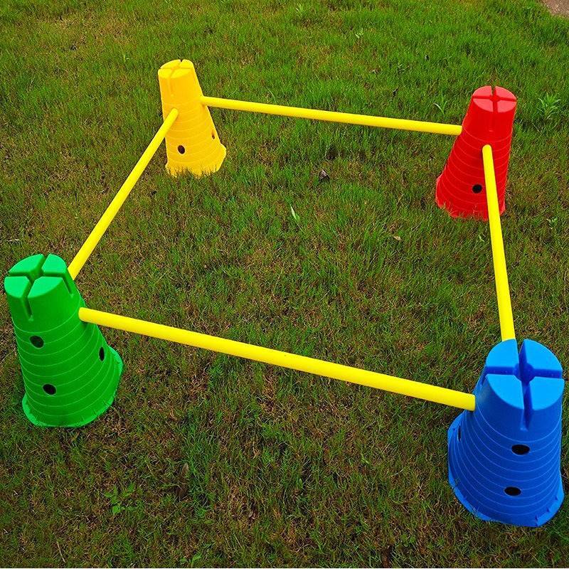 Set bộ 8 chóp nón 4 gậy ( chóp cao 30cm) chóp vận động mầm non - tiểu học
