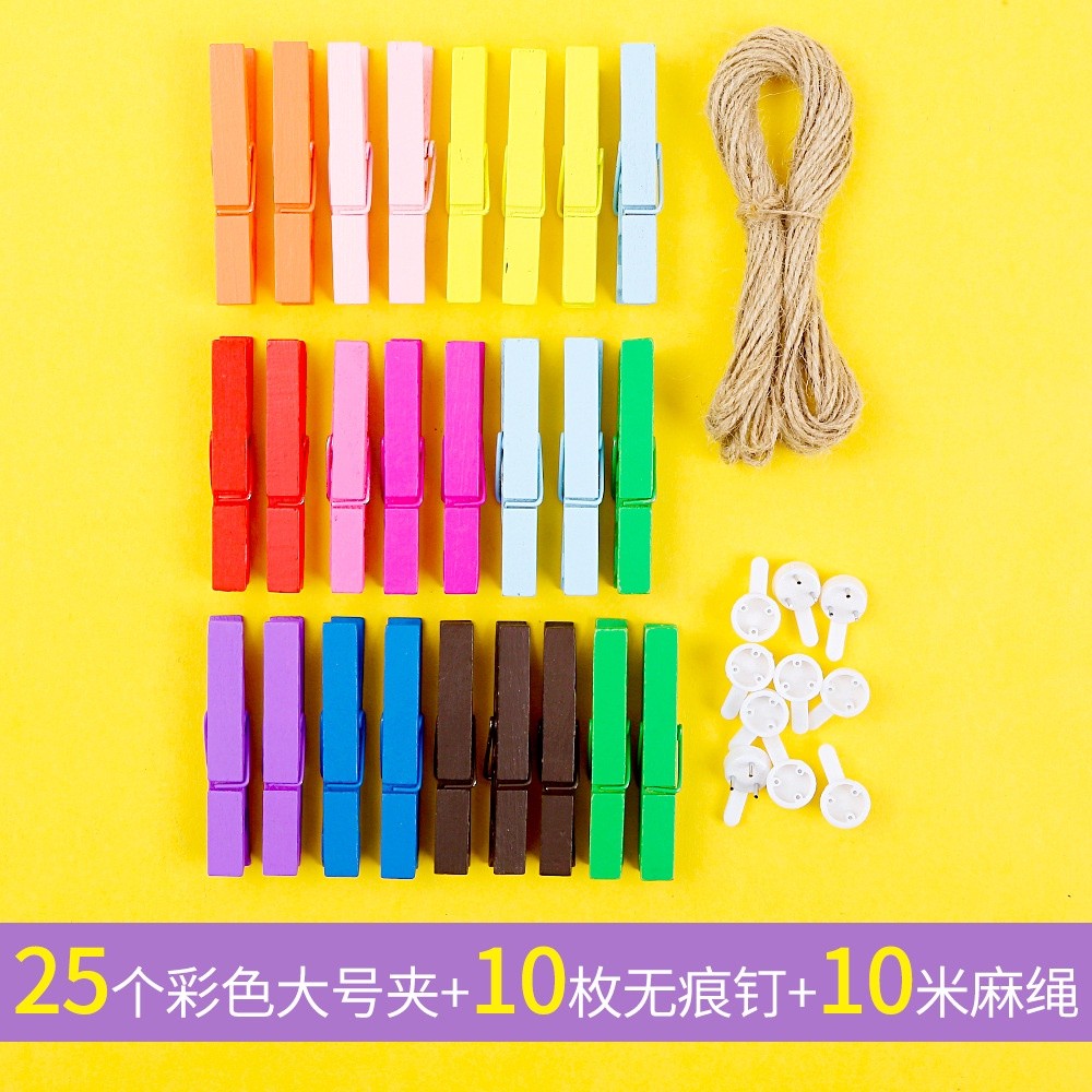 Set  50 kẹp gỗ màu nhiều hình ngộ nghĩnh Deco trang trí ( tặng kèm dây treo)