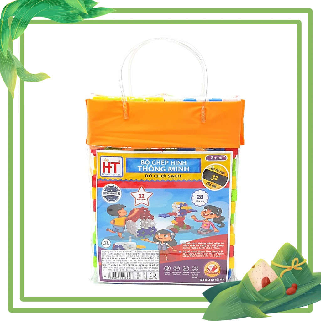 Bộ xếp hình thông minh khối 32 miếng mầm non Size nhỏ nhựa an toàn cho bé