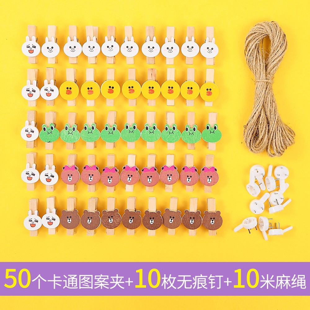 Set  50 kẹp gỗ màu nhiều hình ngộ nghĩnh Deco trang trí ( tặng kèm dây treo)