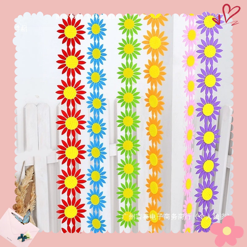Dây hoa trang trí lớp học bằng vải nỉ -  tạo diềm bảng chủ đề dây 1 mét  ( Set 2 dây)