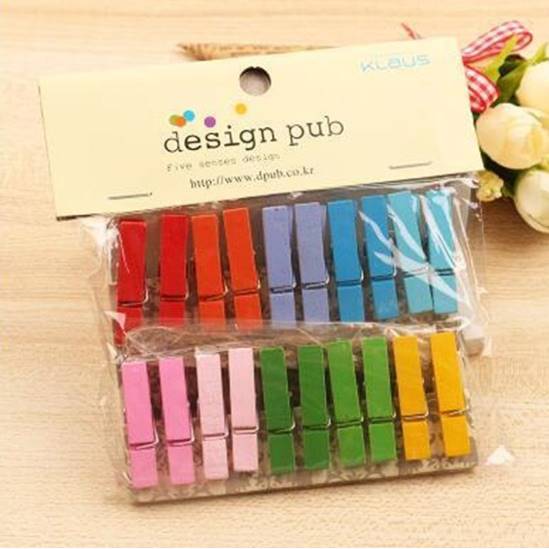 Set 10 kẹp gỗ treo ảnh trang trí tặng kèm 2 m dây hoạt hình nhiều mẫu