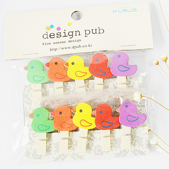 Set 10 kẹp gỗ treo ảnh trang trí tặng kèm 2 m dây hoạt hình nhiều mẫu