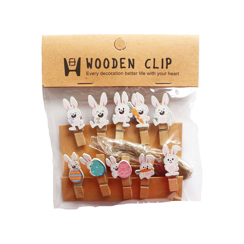 Set 10 kẹp gỗ treo ảnh trang trí tặng kèm 2 m dây hoạt hình nhiều mẫu