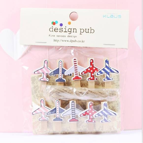 Set 10 kẹp gỗ treo ảnh trang trí tặng kèm 2 m dây hoạt hình nhiều mẫu