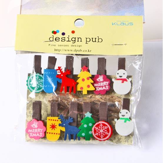 Set 10 kẹp gỗ treo ảnh trang trí tặng kèm 2 m dây hoạt hình nhiều mẫu