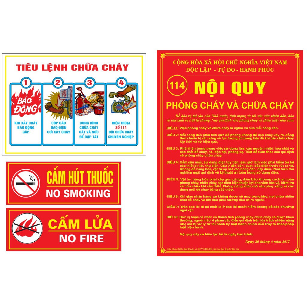 Bộ nội quy tiêu lệnh phòng cháy chữa cháy 4 tấm