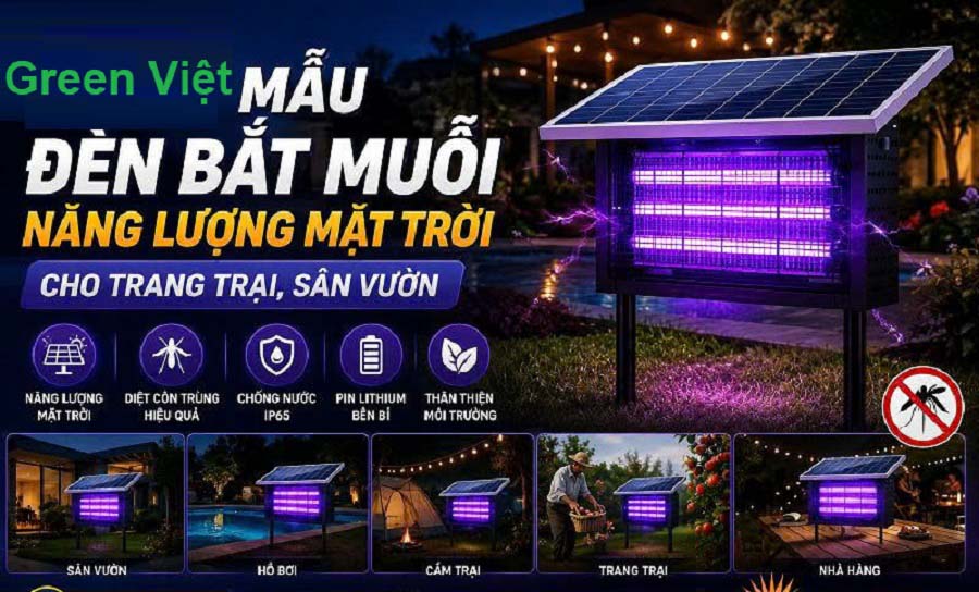 Đèn Bắt Muỗi Năng Lượng Mặt Trời Tiết Kiệm Điện