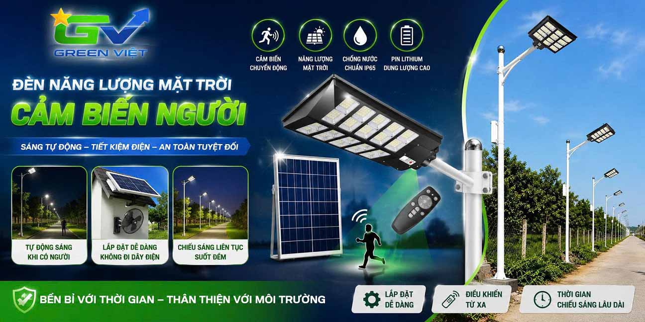 Đèn Năng Lượng Mặt Trời Cảm Biến Người