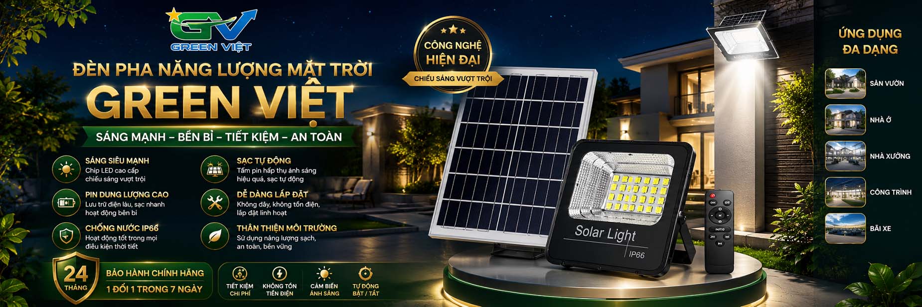 Đèn Pha Năng Lượng Mặt Trời