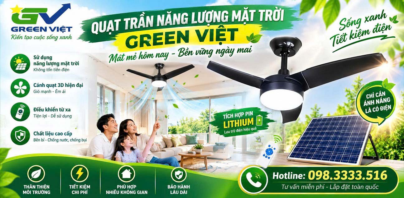 Quạt Trần Năng Lượng Mặt Trời Chính Hãng, Giá Tốt