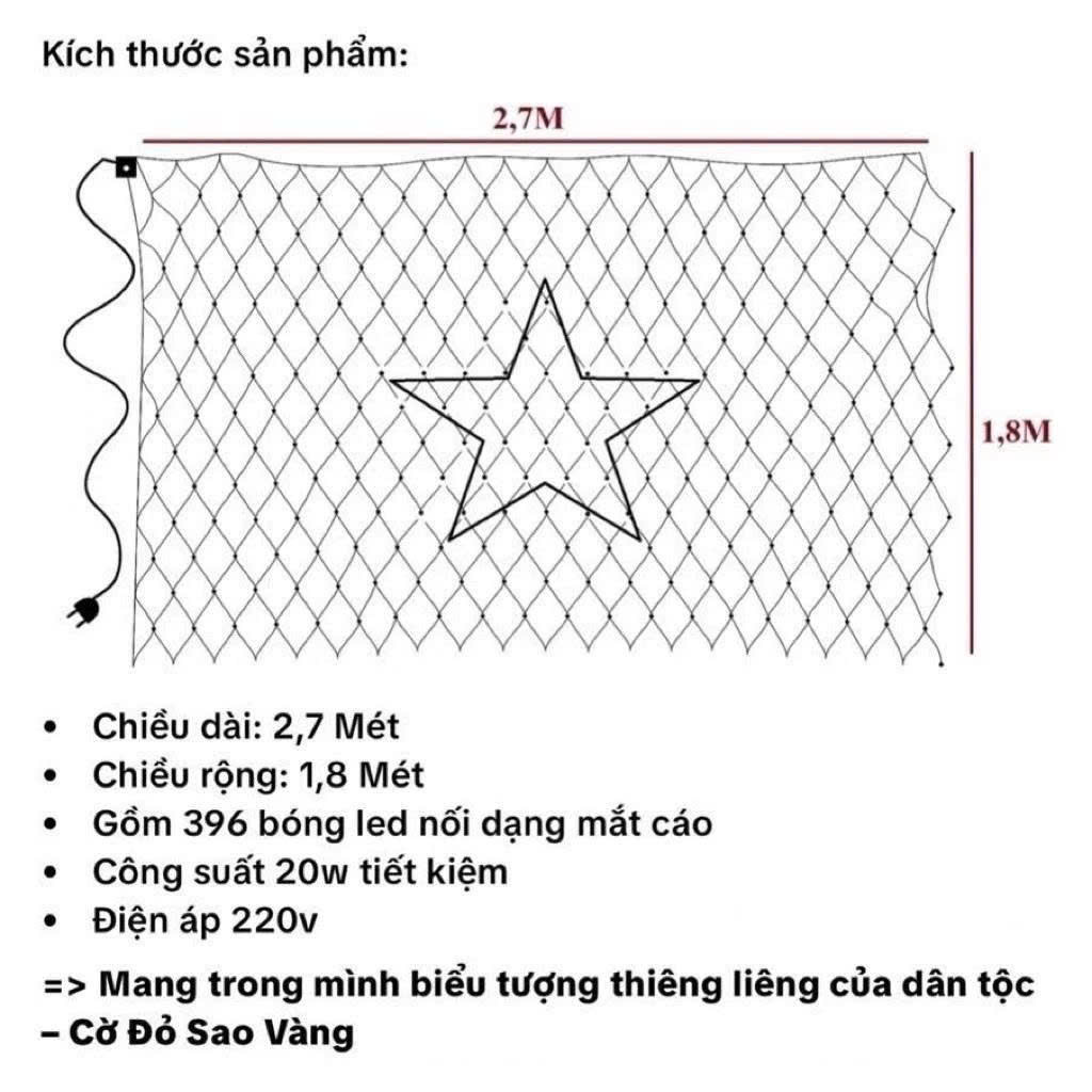 Đèn Led Lá Cờ Tổ Quốc T27 Trang Trí