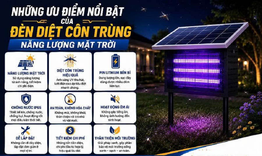 Đèn Bắt Muỗi Năng Lượng Mặt Trời