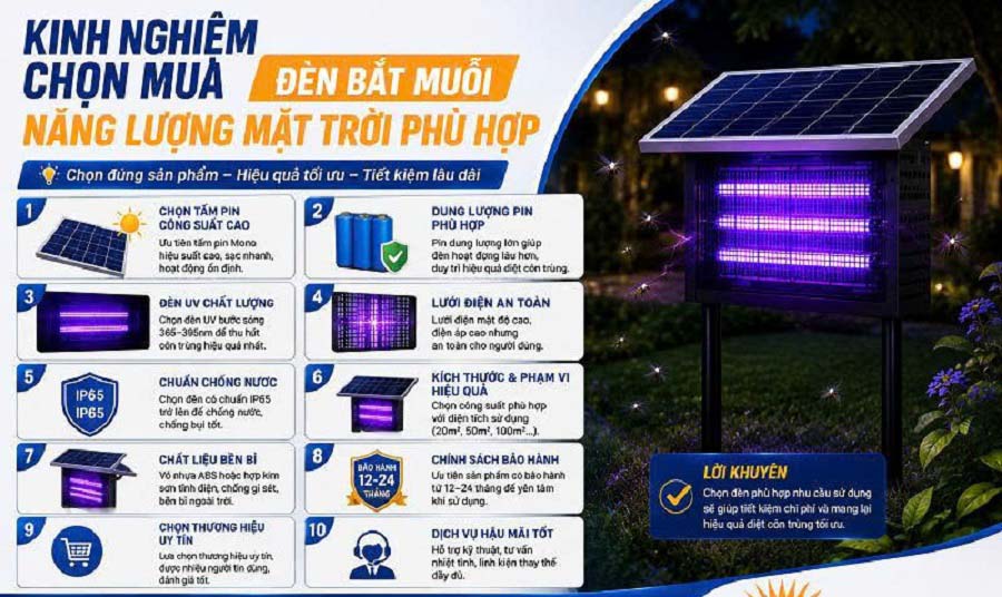 Đèn Bắt Muỗi Năng Lượng Mặt Trời