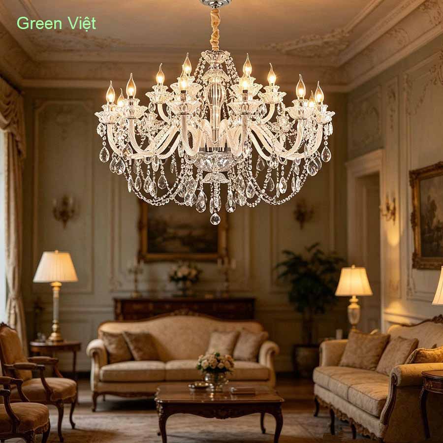 Đèn chùm pha lê DCPL12 cao cấp trang trí phòng khách