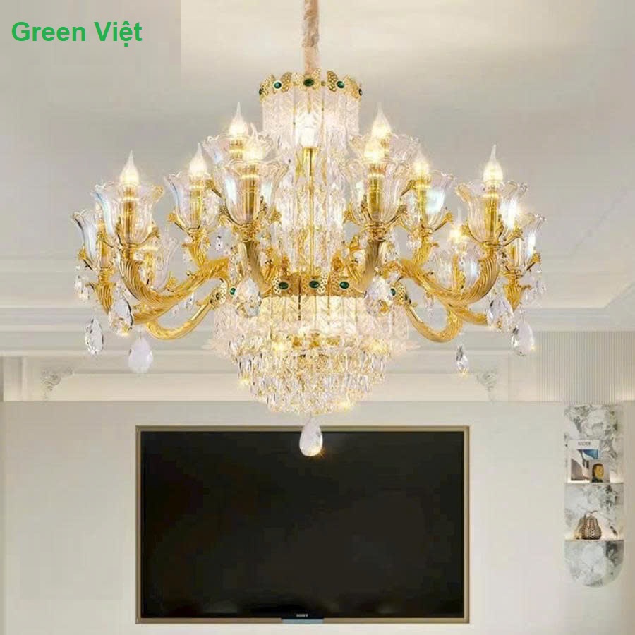 Đèn chùm trang trí cao cấp 18 tay DCG018 lắp khách sạn nhà hàng