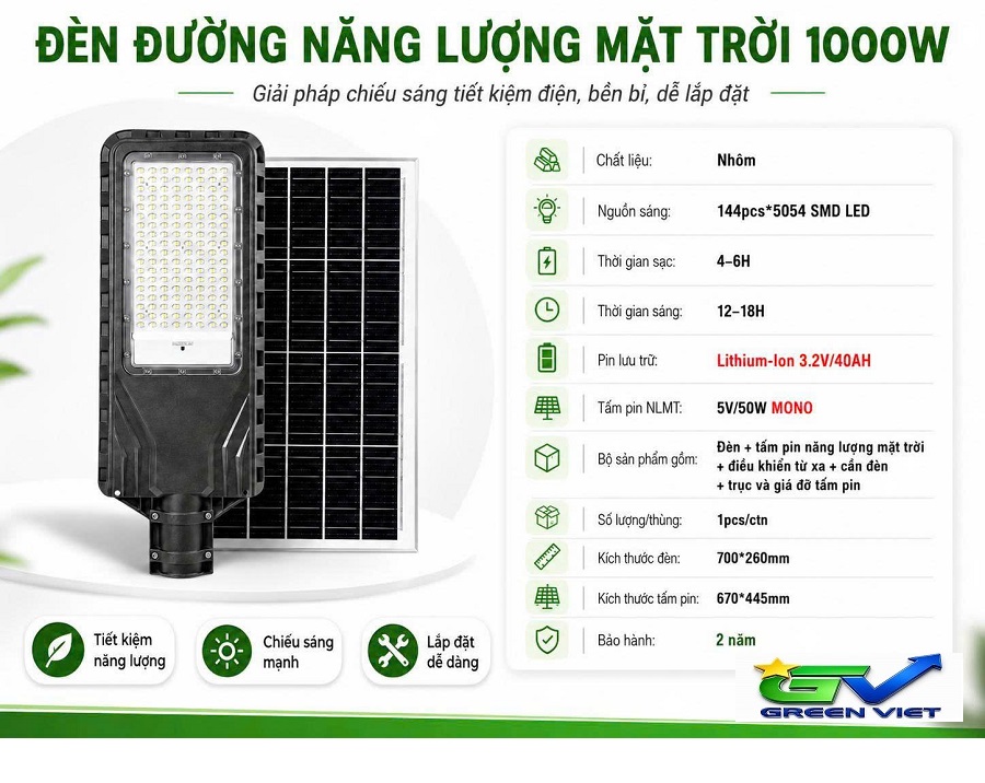 Đèn Đường Năng Lượng Mặt Trời JD-L1000 1000W