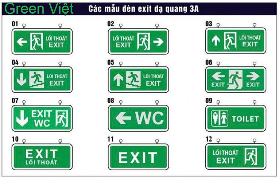 Đèn Exit T-12B Dạ Quang Tự Phát Sáng Lối Thoát Hiểm