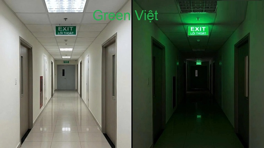 Đèn Exit T-12B Dạ Quang Tự Phát Sáng Lối Thoát Hiểm