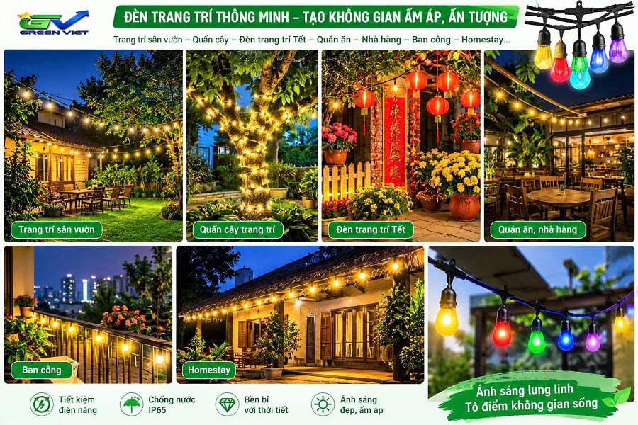 Đèn led trang trí quán cà phê nhà hàng đẹp 10m 20 bóng LTT16