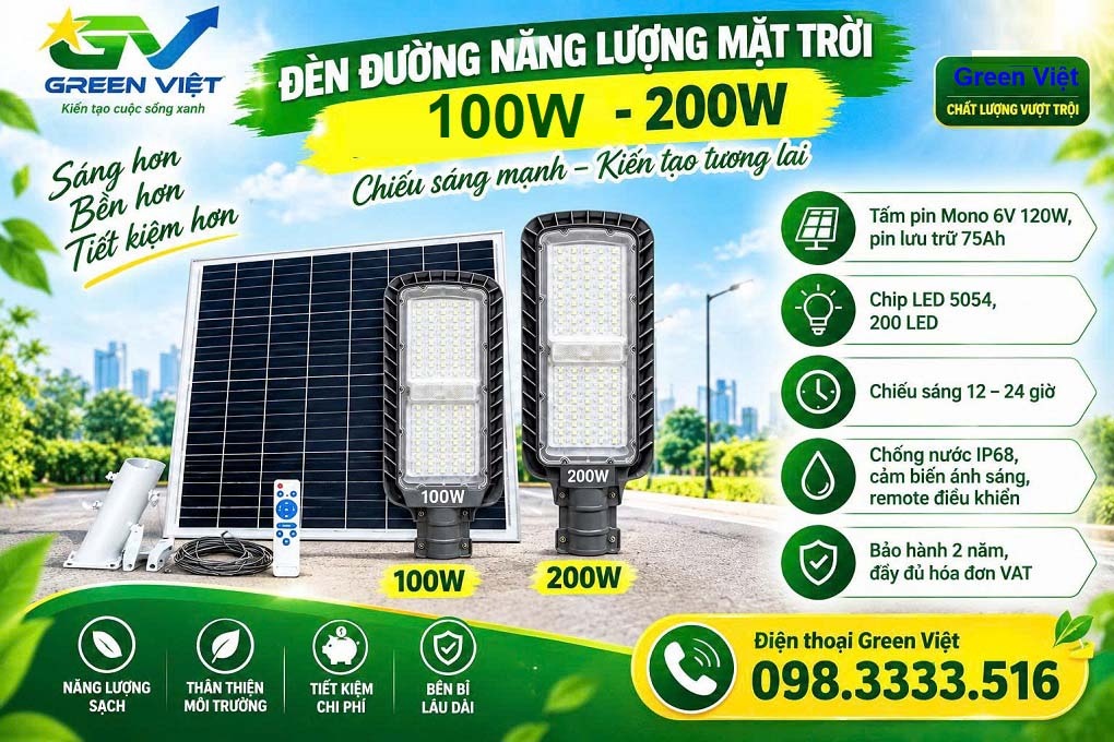 Đèn Năng Lượng Mặt Trời ART 100w 200W Công Trình Dự Án