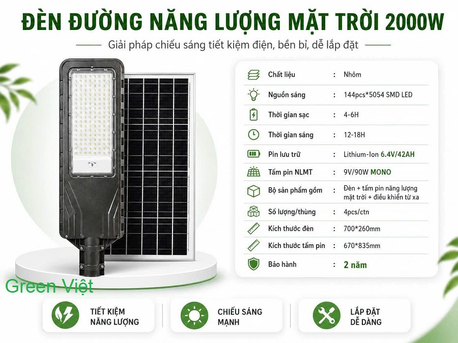Đèn Năng Lượng Mặt Trời JD-L2000 Đèn Công Trình, Dự Án