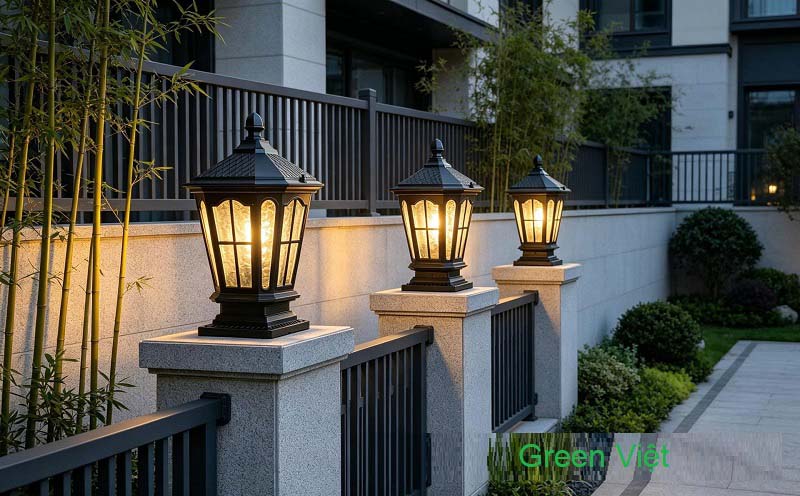 Đèn năng lượng mặt trời trụ cổng TC-3 trang trí sân vườn