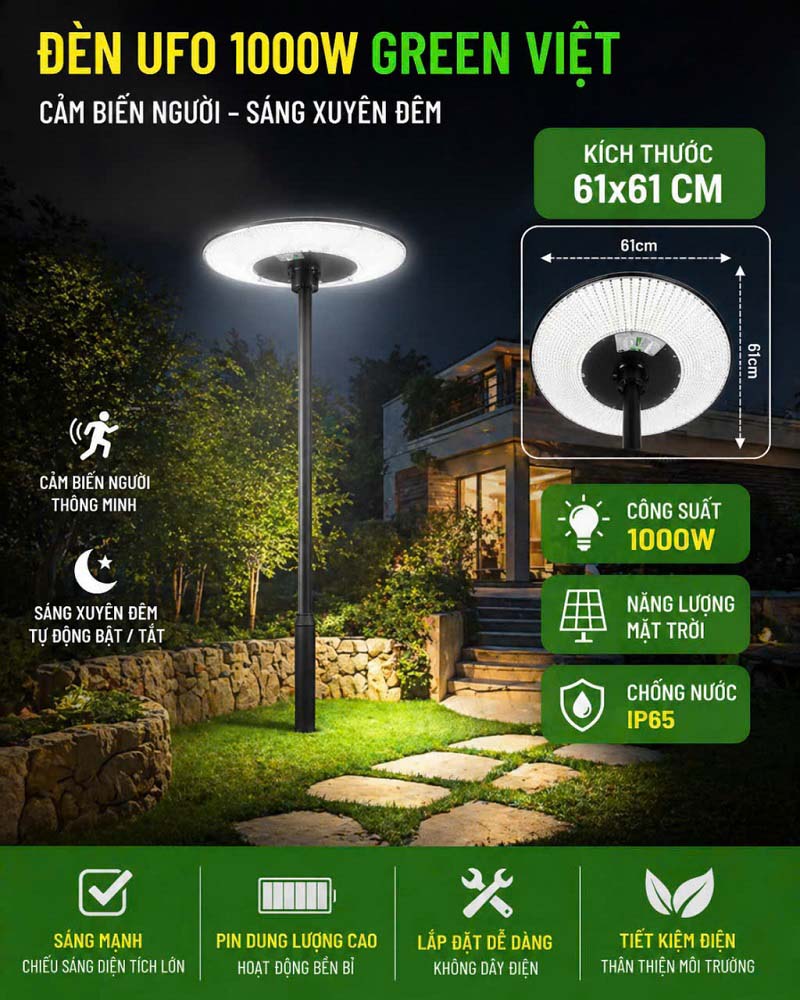 Đèn năng lượng mặt trời UFO 1000w DKCG01