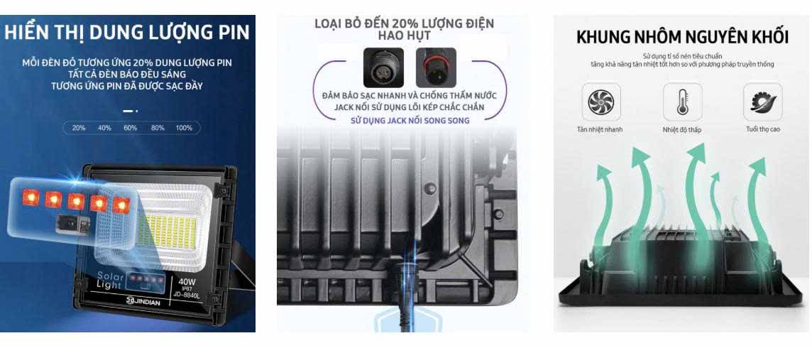 Đèn Pha năng lượng mặt trời JD 300w JD300
