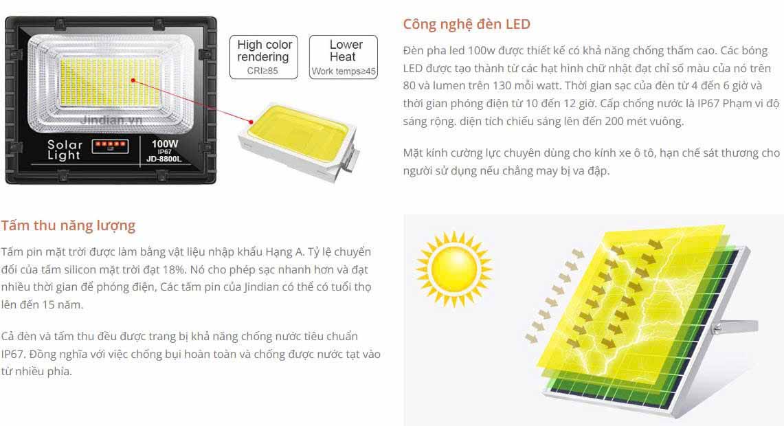 Đèn Pha năng lượng mặt trời JD 300w JD300