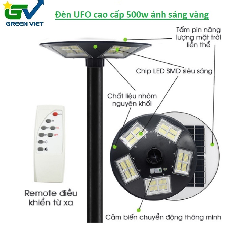 Đèn năng lượng mặt trời UFO 500w