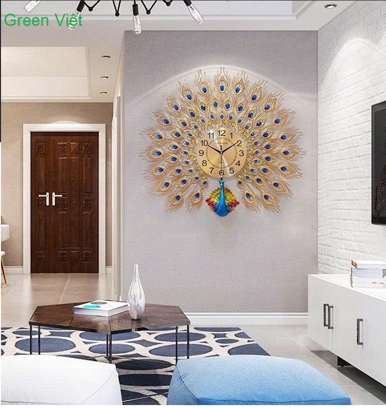 Đồng hồ treo tường nghệ thuật chim công đôi K698