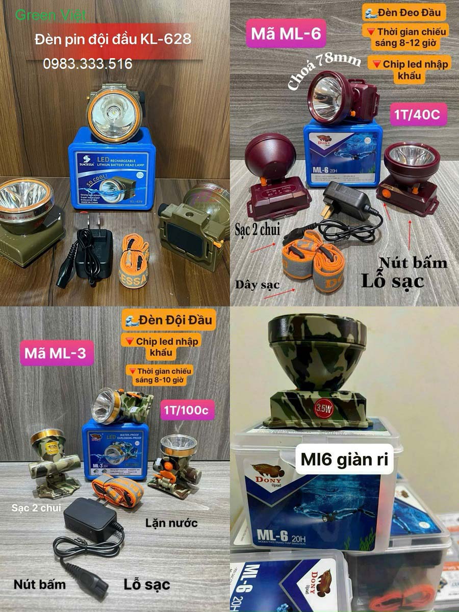 Giá Sỉ Đèn Pin Tích Điện Đội Đầu A16, A18, Ml3, Yq6a, Kl178,