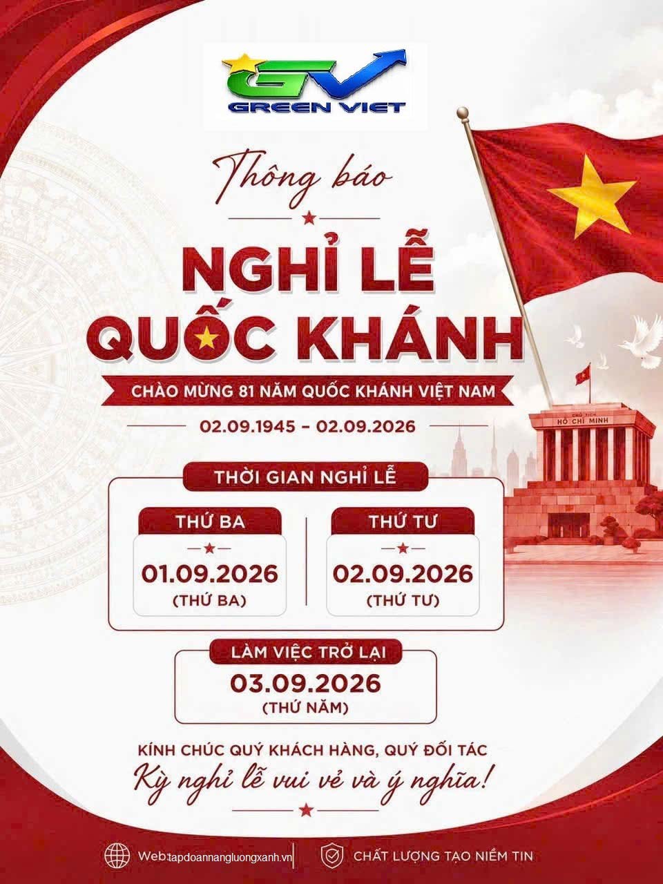 Lịch Nghỉ Lễ 2-9 Việt Nam