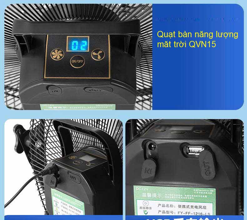 Quạt bàn năng lượng măt trời QVN15 Giá Rẻ